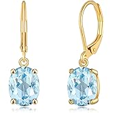 CiNily Cut-Oval Leverback Dangle Earrings for Women Hypoallergenic 14k White/Gold Plated Cubic Zircon Hanging Lever Earrings Lightweight Summer Drop Earrings Wedding Birthday Gifts Jewelry