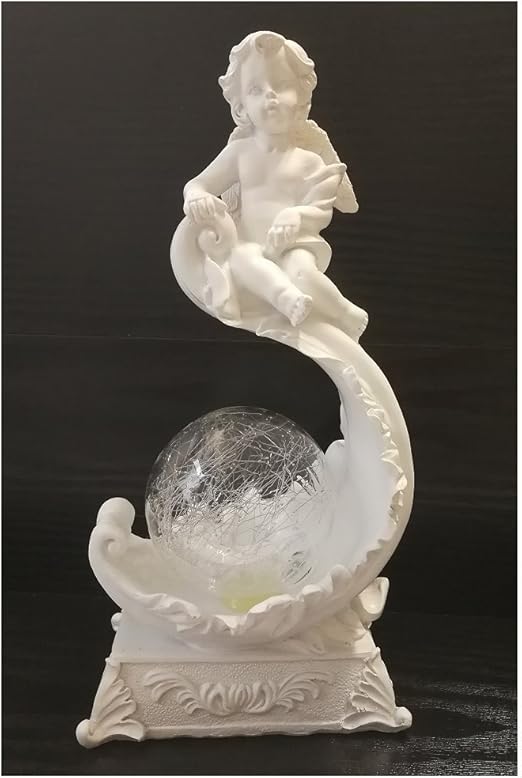 Markenlos Deko Engel Figur auf Feder mit LED Farbwechsel Licht - 21 cm