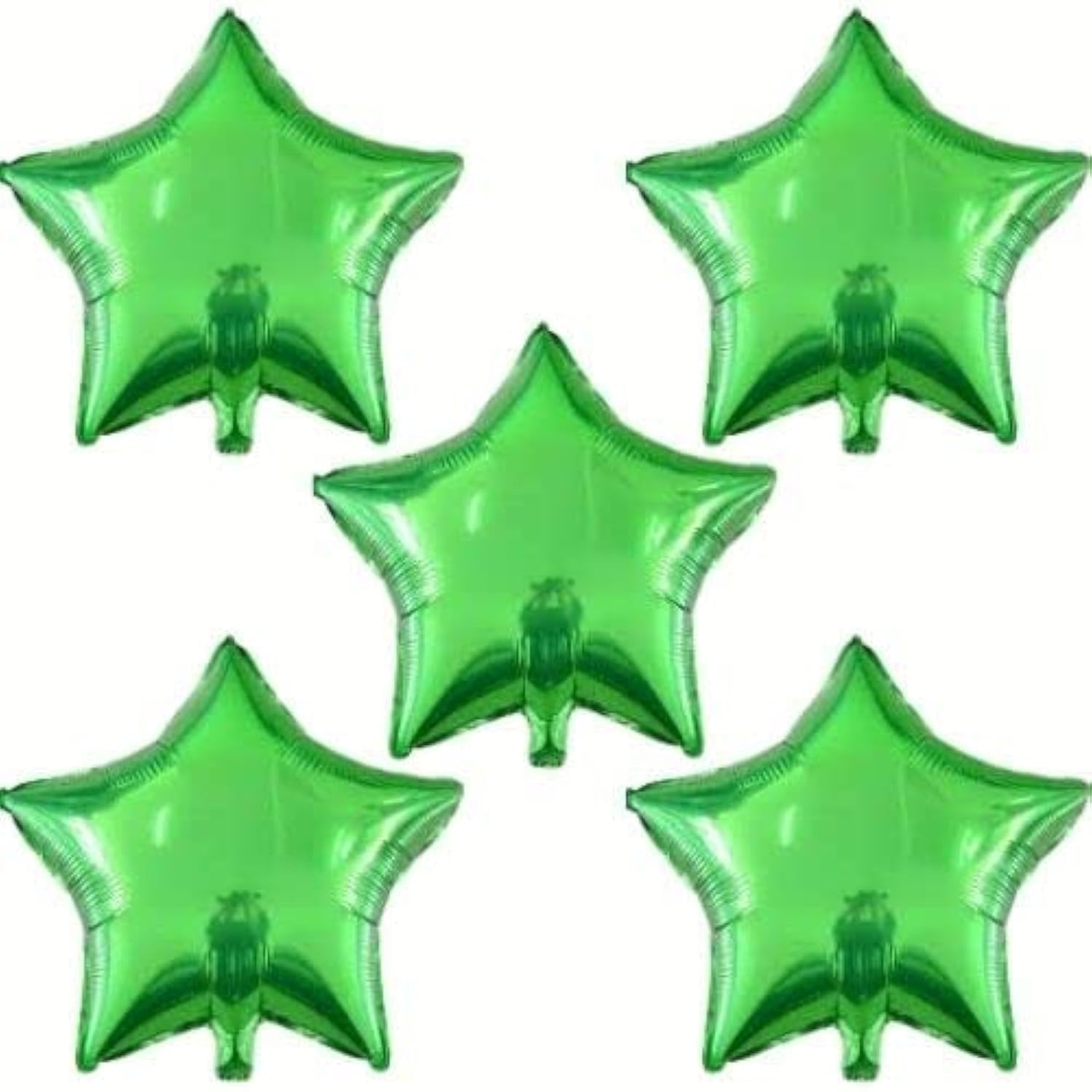 Inflate Decorate 18 inch Large Star Balloons Foil Baloons Helium or Air, 5 PACK (5pc Green Stars)