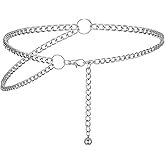 Multilayer Metal Waist Chain, Silver Waist Chain Belt for Women, Adjustable Layered Body Chains, Fashion Body Chains Belt for Jeans, Dresses and Leather Skirts