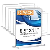 12 Pack Acrylic Sign Holder 8.5 x 11, Double-Sided