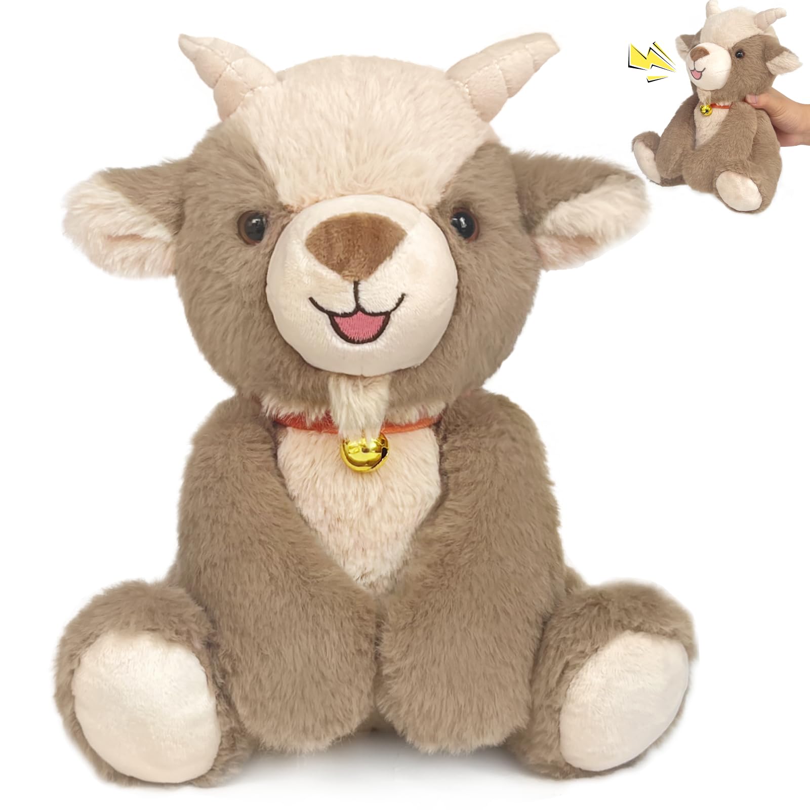 Photo 1 of SnugBibble Screaming Goat Plush Toy, Goat Stuffed Animal – Funny Screams Sound When Squeezed – Cute Stuffed Animal Gift for Kids, Friends, and Coworkers