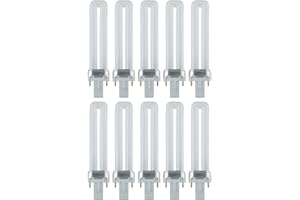 Sunlite 2-Pin Fluorescent 7W 4100K Cool White U Shaped PL CFL Twin Tube Plugin Bulbs with G23 Base (10 Pack)