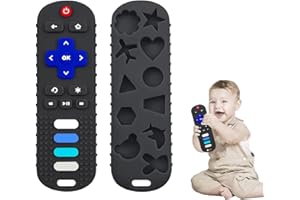 INTATIKOO Baby Teether Toy, TV Remote Control Shape Teething Baby Toys for Infants, Baby Chew Remote Teether Toys for Babies 3-18 Months,BPA Free (Black)