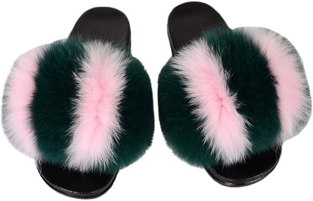Wide fur slides Clearance