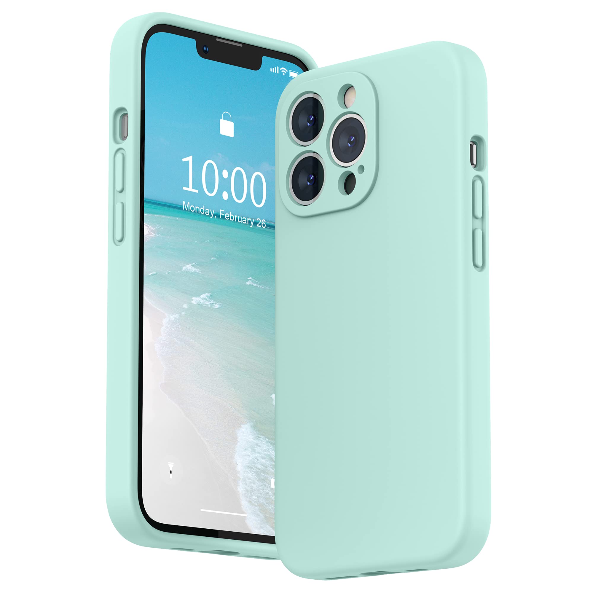 SURPHY Liquid Silicone Case for iPhone 13 Pro Case, Individual Protection for Each Lens Shockproof Rubber Full Body Thickened Design for iPhone 13 Pro 6.1 inch 2021, Mint — image 1