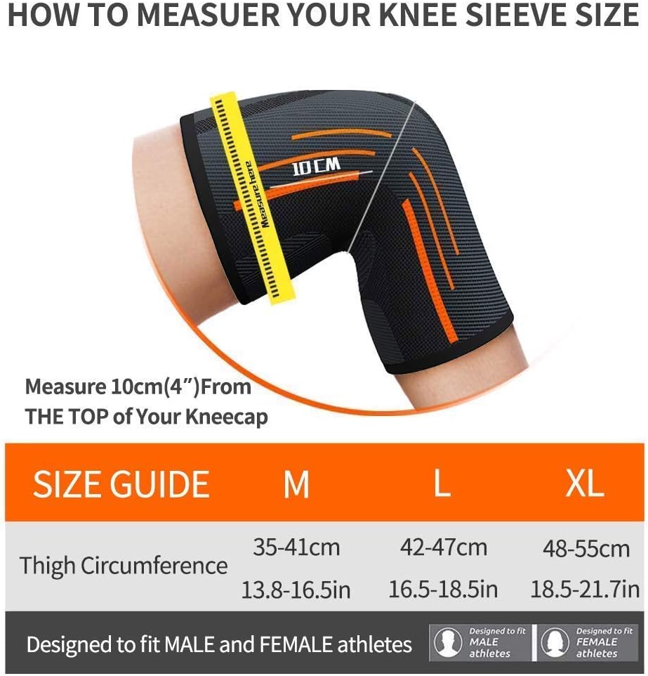 KGONE Knee Support (Pair) Compression Sleeves for Men and Women - Knee Brace for Arthritis, Joint Pain, Injury, Tennis, Gym, Cycling, Running, Squats, Sports - Image 3