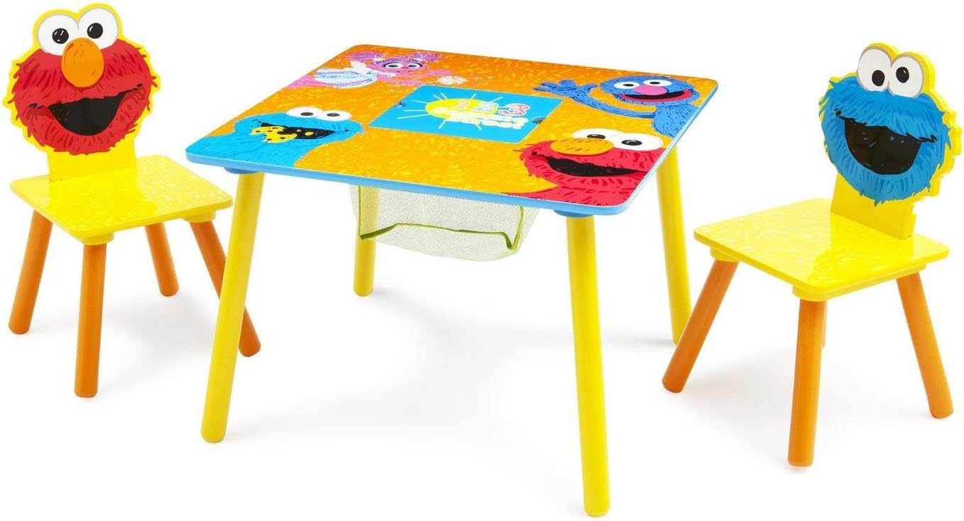 sesame street wood kids storage table and chairs set by delta children