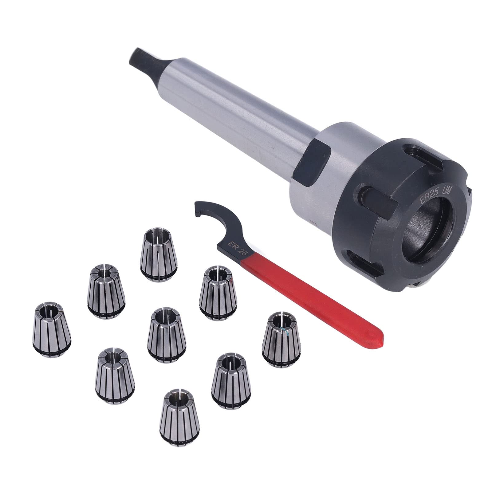 Kadimendium Collet Chuck Extension Rod MTA ER25 Clamping Holder Tool Set Kit Collet Chuck Tool Holder for CNC Milling Lathe(MTA2-ER25-M10)