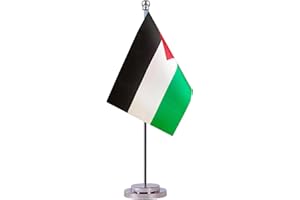 KRMKOT Palestine Palestinian Desk Table Flag, Small Mini Palestine Palestinian Desktop Flag,Miniature International World Country Flags,Festival Events Celebration,Office decoration