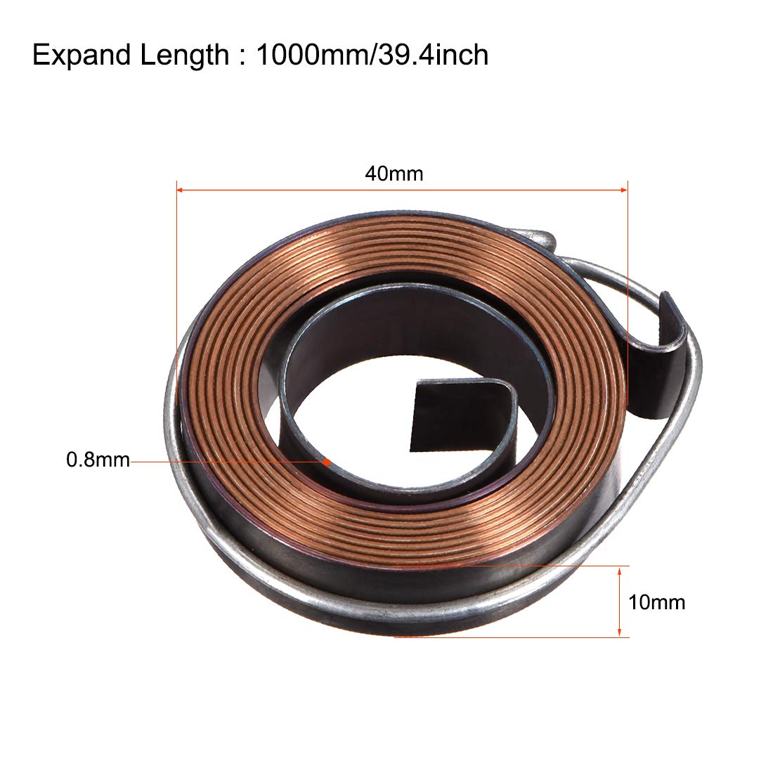 sourcing map Drill Press Return Spring, Quill Spring Feed Return Coil Spring Assembly, 3.3Ft Long, 40 x 10 x 0.8mm - Image 4