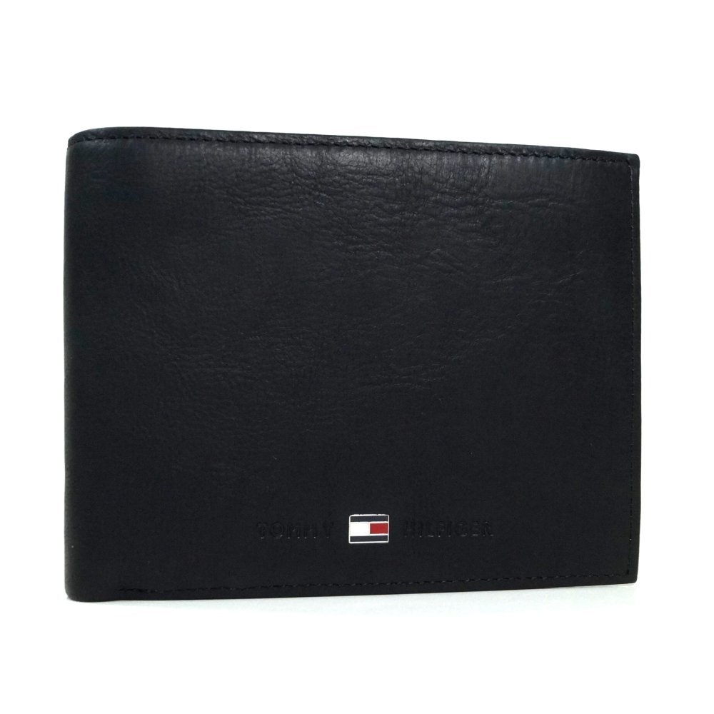 Tommy Hilfiger Men’s Johnson Wallet with Coin Pocket, Black (Black), One Size