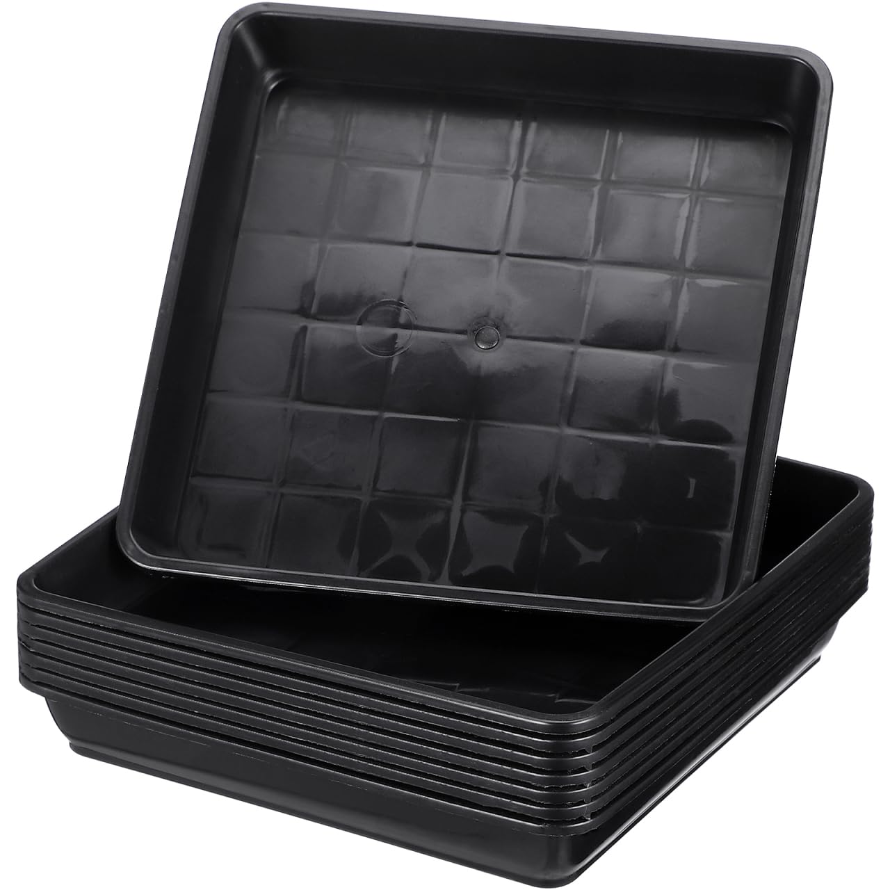 Yardwe 8Pcs Plastic Square Plant Saucer, 12CM Flower Pot Tray Bonsai Tray Durable Square Planter Saucer for Indoor Garden Balcony Use