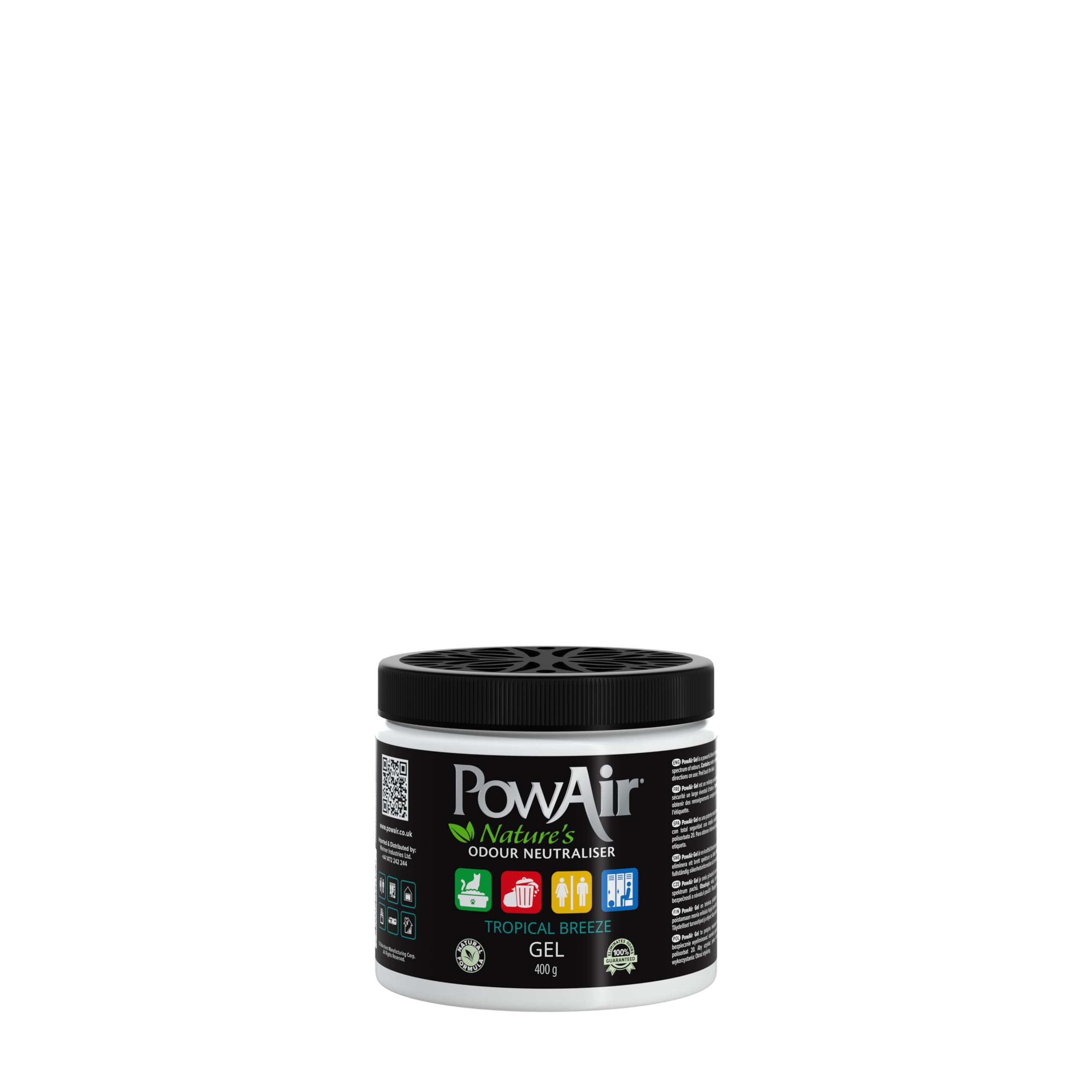 PowAir Gel Natural Odour Neutraliser - Tropical Breeze Fragrance - Effective Home Odour Eliminator with Natural Essential Oils (400g)