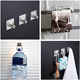 AIKZIK 4 Pack Self Adhesive Hooks 8kg Stainless Steel Bathroom Kitchen view 4