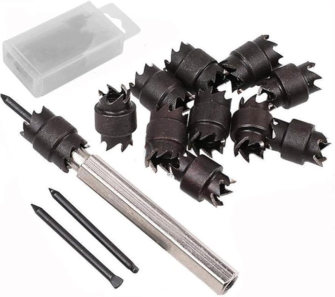JKDRILL 13pcs Double Sided Spot Weld Cutter Drill Bit Set 3/8" Rotary
