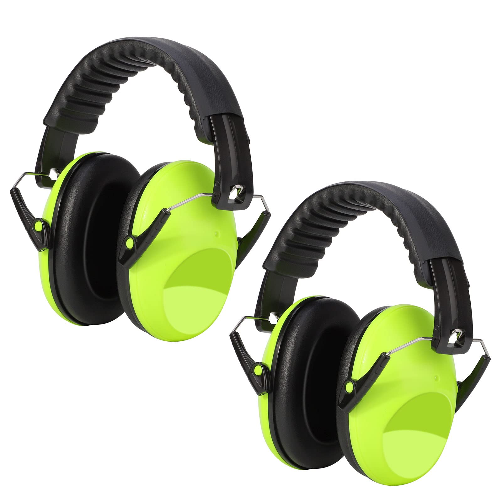 Kriogor 2 Pack Ear Defenders Children,26dB SNR Noise Cancelling Headphones Hearing Protection Earmuffs,Soft Kids Ear Defenders Adjustable Adult Ear Protector for Autism Airplane Study Fireworks(Green)