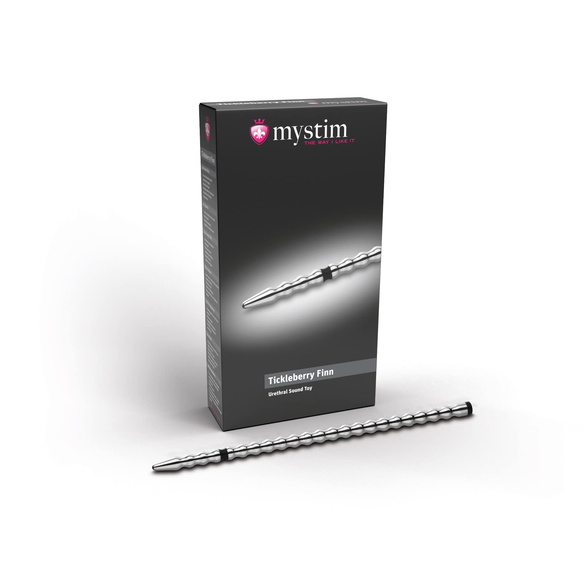 Mystim Tickleberry Finn Medical Aluminium E-Stim Urethral Sound Ribbed, 8 mm