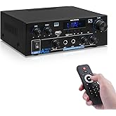 Bluetooth Amplifier AK-55 Plus Stereo Receivers Amp 2.0 Channel RMS 70W x2 Mini Power Amplifier Home Audio for Speakers with TPA3116D2 Chips, BT/USB/AUX,Optical & Coaxial Inputs, FM Radio, MIC/Echo