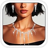 GORAIS Prom Jewelry Set Necklace and Earrings Set Rhinestone Bridal Wedding Jewelry for Women