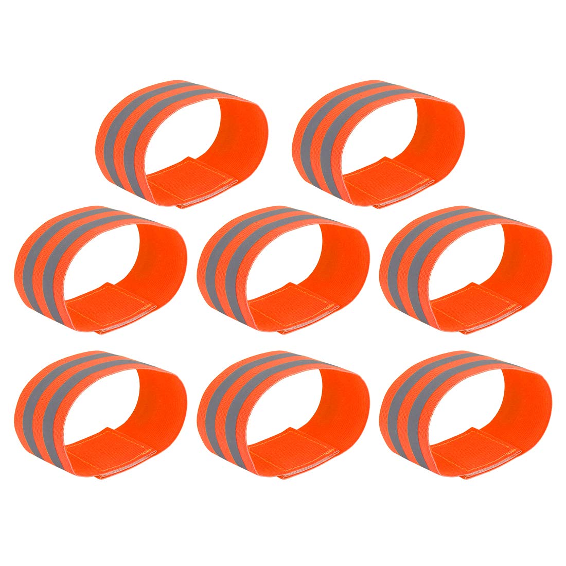 X AUTOHAUX 8pcs Reflective Bands for Arm Cycling Reflective Armbands Orange