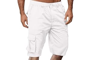 Below the Knee Shorts for Men Long Cargo Baggy Stretch Multi-Pockets Bermuda Casual Elastic Waist Big and Tall Hiking Pants