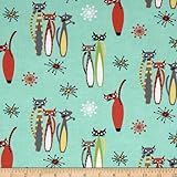 Michael Miller Atomic Tabby's Atomic Tabby Seafoam Fabric By The Yard