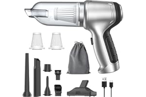 Tecfino Wireless Handheld Car Vacuum Cleaner, Mini Cordless Rechargeable Car Vacuum Cleaner High Power, 3 in 1 Strong Suction Portable Vacuum Cleaner for Car/Home/Office/Pet Hair Cleaning,Silver