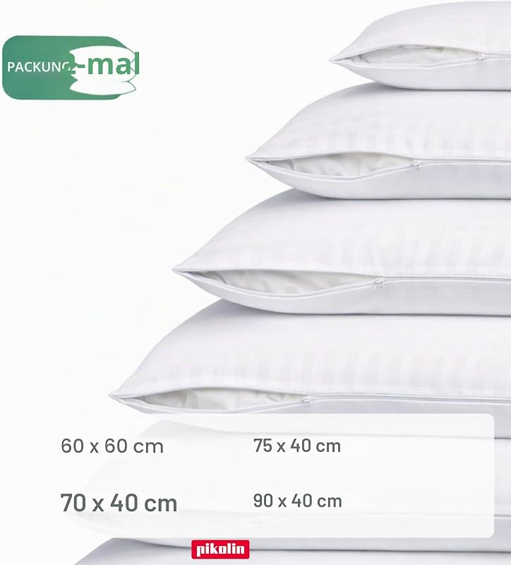 Kissenbezug 2er Set 90 x 40 cm aus 100% Baumwolle. Hochwertiges Cutí-Gewebe, Einlaufsicher, Atmungsaktiv und Extraweich, Mit Reißverschluss, Waschbar bis 60°C
