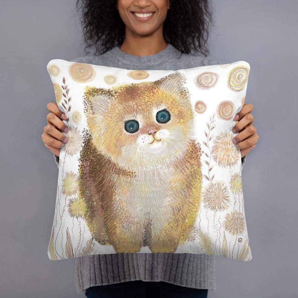 Lplpol Cat Pillow: Yellow Cat Pillow, Cute Cat Pillow, Little Kitten Pillow, Cat Throw Pillow, Decorative Pillow, Gift For Her Modern Pillows For Couch For Home Couch Sofa Bedding 16x16 Inch