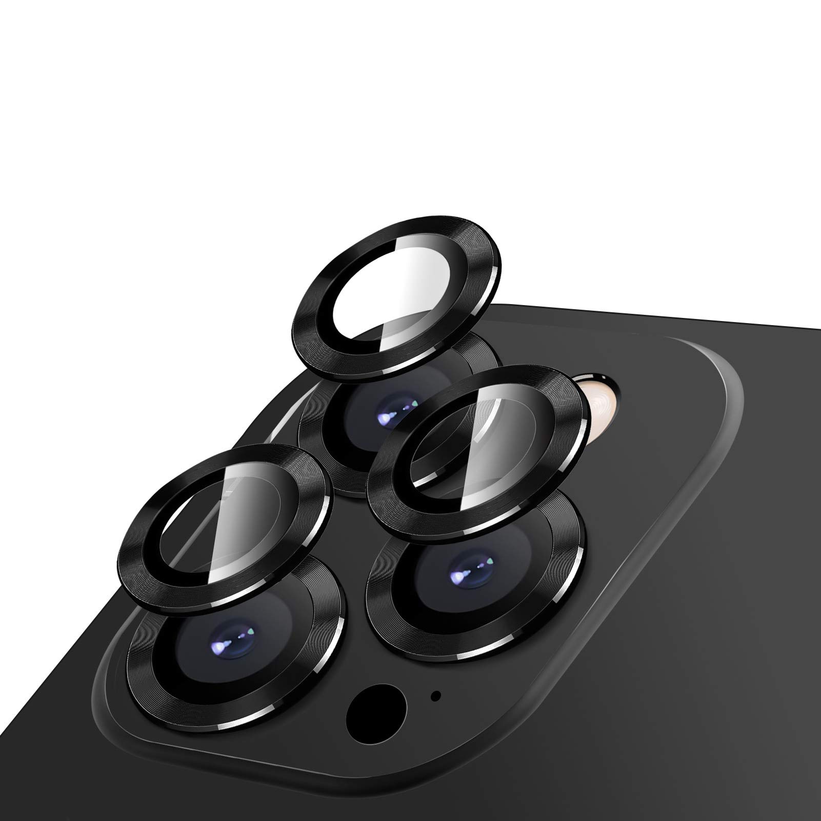 LucBuy Camera Lens Protector for iPhone 12 Pro, Premium HD Tempered Glass Aluminum Alloy Individual Ring Circle Lens Screen Cover Film,Anti-Scratch Easy Installation Lens Protector Sticker (Graphite)