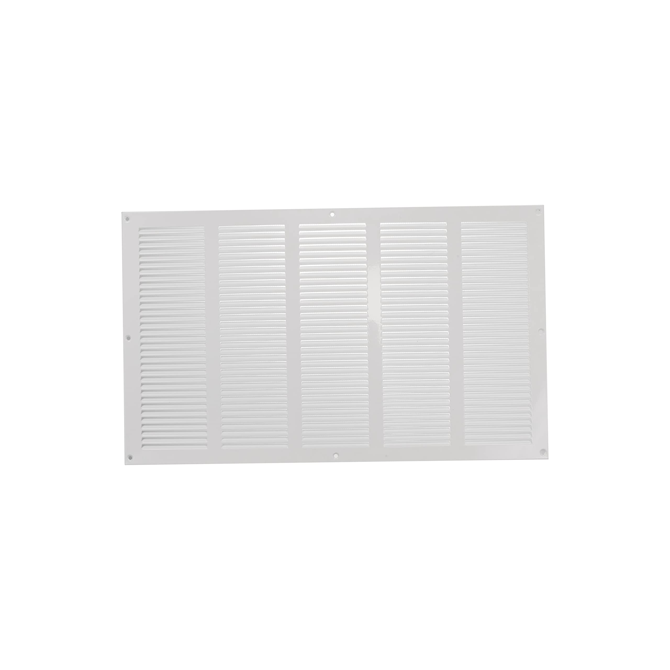 20'' x 12'' Inch / 500 x 300 mm White Steel Vent Cover - Metal Rectangular Soffit Grille - Louvered Air Return Grille - for Ceiling and Sidewall - Built-in Protection Screen Mesh - HVAC Ventilation
