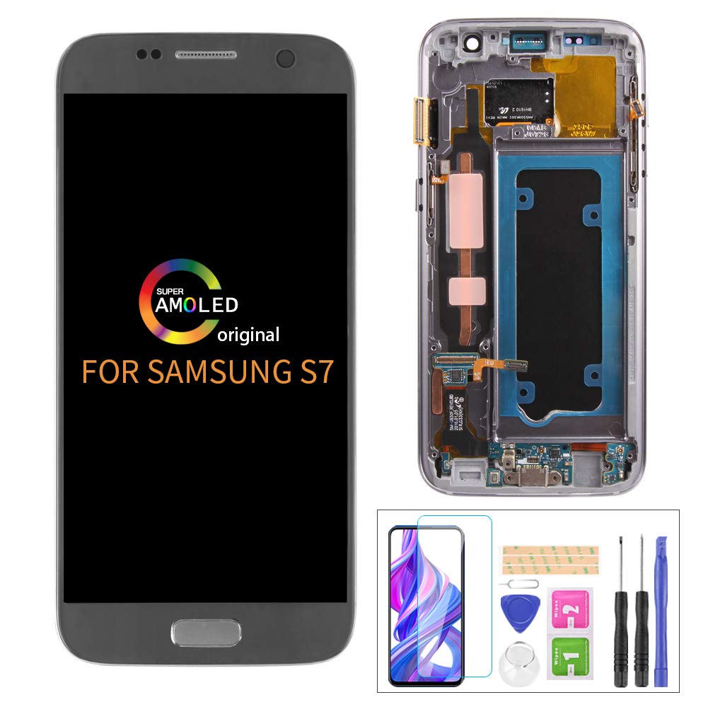 A-MINDOriginal for Samsung Galaxy S7 G930 Screen Replacement Include Frame (Not for S7 Edge) 5.1inch Touch Digitizer LCD Display Assembly Repair Kits (Black)