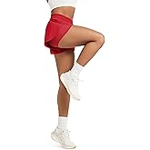 ODODOS 2 in1 Athletic Shorts for Women High Waist Dolphin Split Workout Running Shorts with Pockets