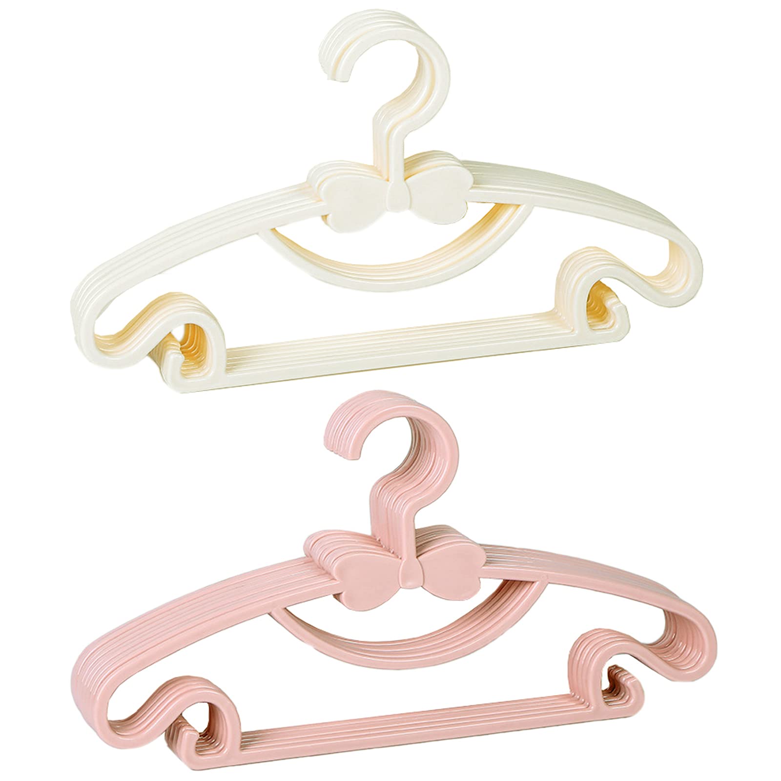 Pack of 10 Baby Clothes Hangers, Children's Clothes Hangers Plastic Clothes Hangers for Baby T-Shirts, Sweaters, Trousers (Pink, White)
