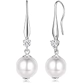 MISSLAN Pearl Earrings for Women 925 Sterling Silver Pearl Earrings Dangle Drop Earring for Womens Earring