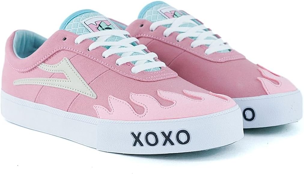lakai x leon karssen sheffield pink & white skate shoes