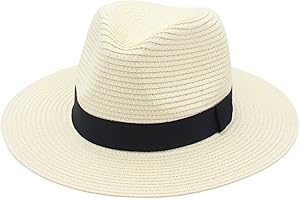 CNAFGBGG Panama Hat, Wide Brim Straw Hat Panama Roll up One Size Fedora Beach Sun for Women Men. Beige