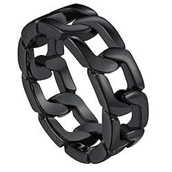 Chain Thumb Rings Men Black Ring Size 12 Cuban Link