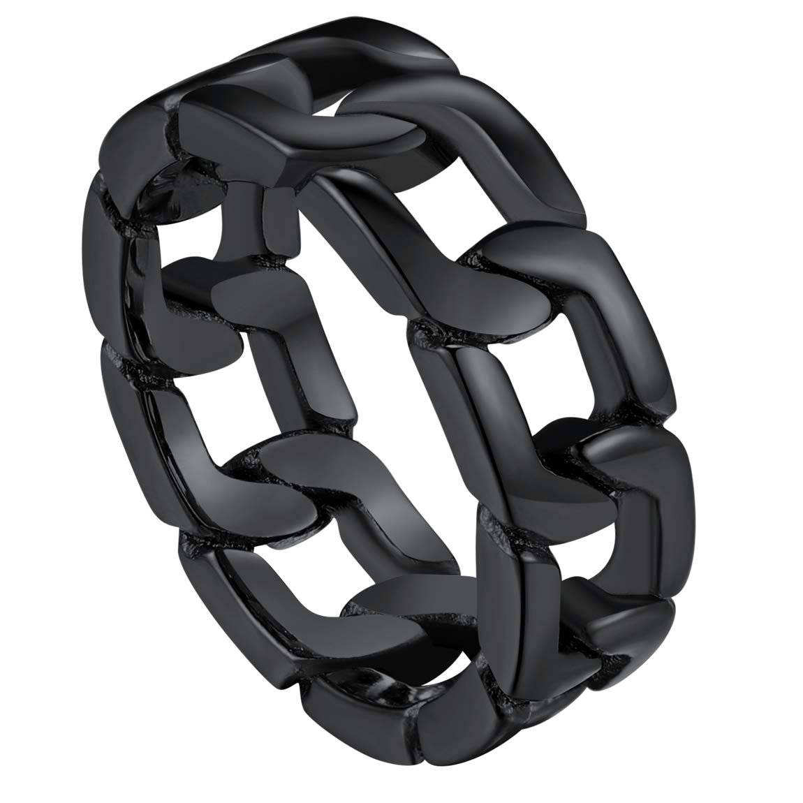 Chain Thumb Rings Men Black Ring Size 12 Cuban Link