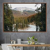 Framed Canvas Wall Art Forest Waterfalls Group Multicolor Nature Photography Realism Relax/Calm - 16x24 inches