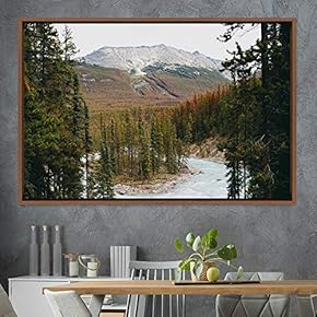signwin Framed Canvas Wall Art Forest Waterfalls Group...