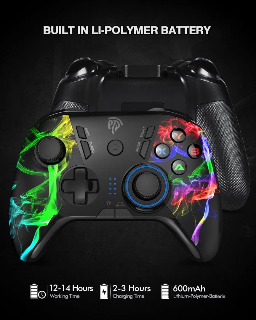 EasySMX Wireless PC Controller, Dual-Vibration Joystick Gamepad Computer Gaming Controller for PC Windows 7/8/10/11/12, Steam, Steam Deck, PS3, Switch, Android Mobile and Android TV BOX- Black