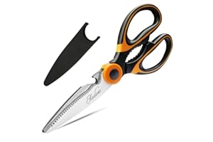 Acelone Kitchen Shears,Premium Heavy Duty Shears Ultra Sharp Stainless Steel Multi-function Kitchen Scissors for Chicken/Poultry/Fish/Meat/Vegetables/Herbs/BBQ… (Orange black)