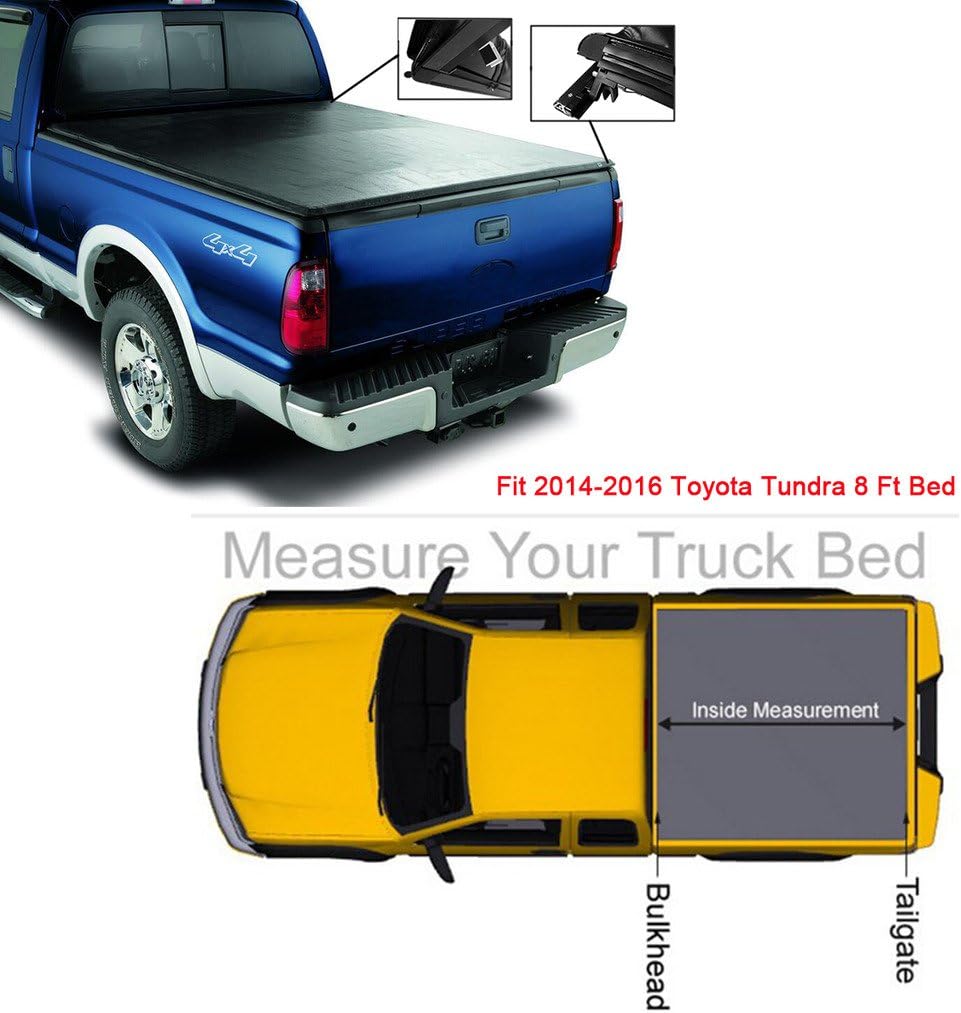 Amazon Com Raftudrive Soft Roll Up Tonneau Cover Fit 2014 2019 Toyota Tundra 8 Ft Bed Automotive
