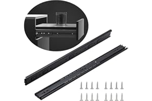 6 Pairs 18 inch Black Drawer Slides Full Extension Side Mount Ball Bearing 3-Section Drawer Slide Set