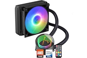 Dracaena.io 120mm AIO CPU Cooler, 120mm Radiator, Leakproof Technology, High Flow Pump, RGB Liquid Cooling System for AMD Ryz