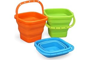 Sand Beach Toy Foldable Buckets Rubber Pails for Kids Adults, Collapisible Pails Sandbox Kit Tool Multi Use for Outdoor, Indo
