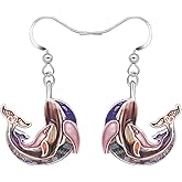 NEWEI Funny Enamel Whale Octopus Jellyfish Shark Earrings Seahorse Dangle Beach Jewelry for Women Hawaiian Gifts