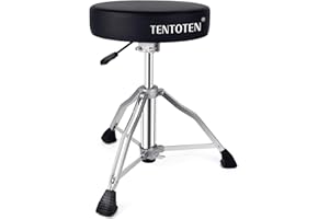 TENTOTEN Drum Throne Adjustable Height Drum Stool, Removable Drum Seat Hydraulic Drum Throne with Padded Drum Chair, Stable 2-Pieces Legs & Larger Anti-Slip Feet